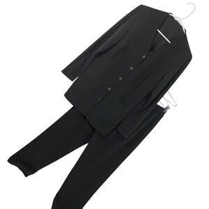 NWOT! LAURA ASHLEY! MUTED HUNTER GREEN STRETCH 2PC BUTTON FRONT PANTS/TOP SET! M